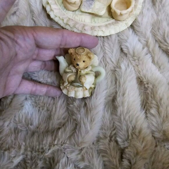 Vintage 1994 Quilted Tea Pot Set Miniature Angel Teddy Bears – “Tea Set Style” - Picture 2 of 10